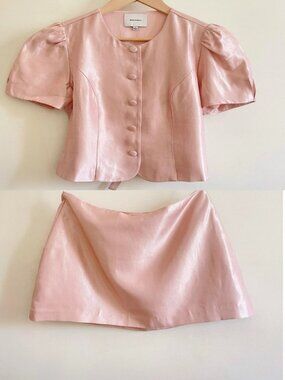 Reformation Mika Silk Two-Piece Set Rose Pink Size M (US 6)